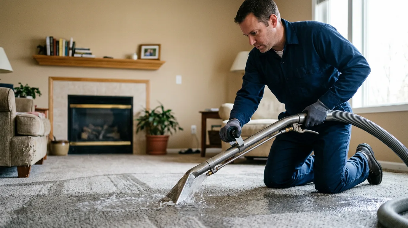 Water damage restoration technician working near Silvis, IL
